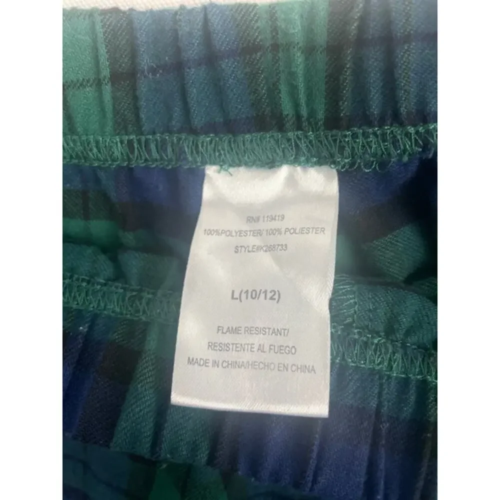 Saint Eve Kids Blackwatch Plaid Flannel Pajama Set Size L 10/12 Green Blue